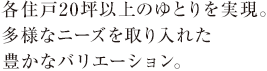 各住戸20坪以上のゆとりを実現。多様なニーズを取り入れた豊かなバリエーション。